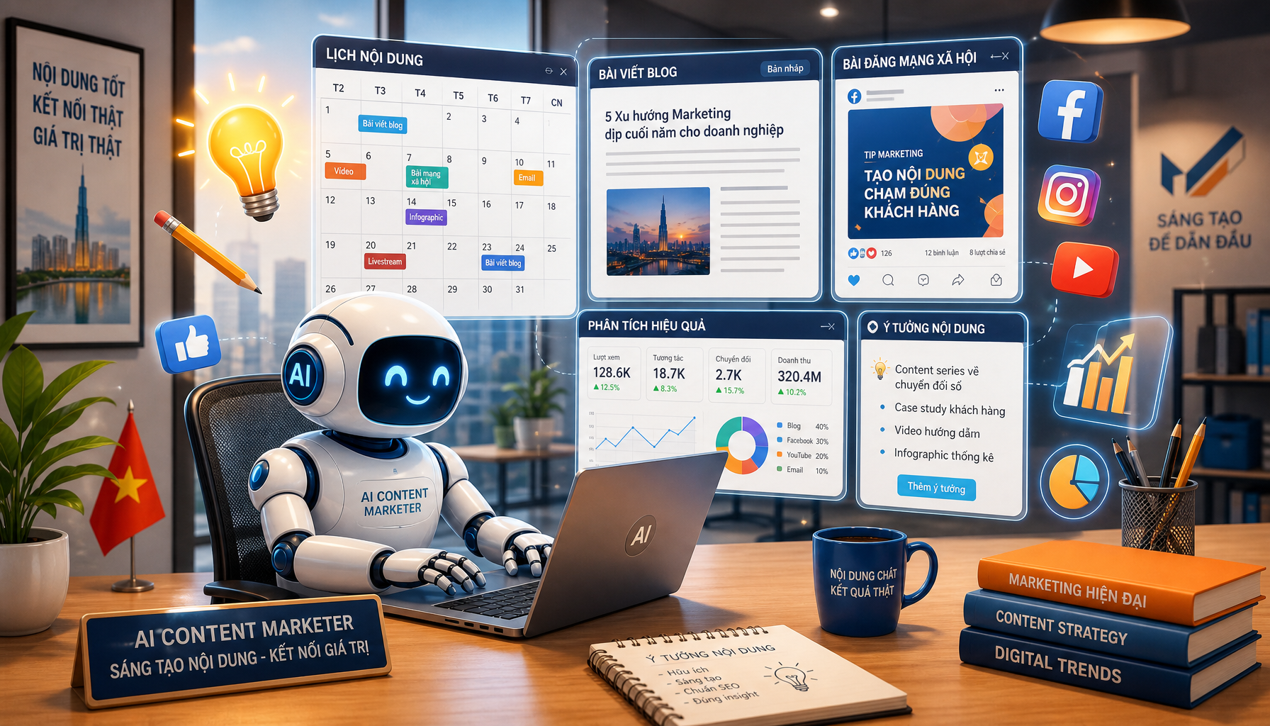AI Content Marketer làm việc tự động